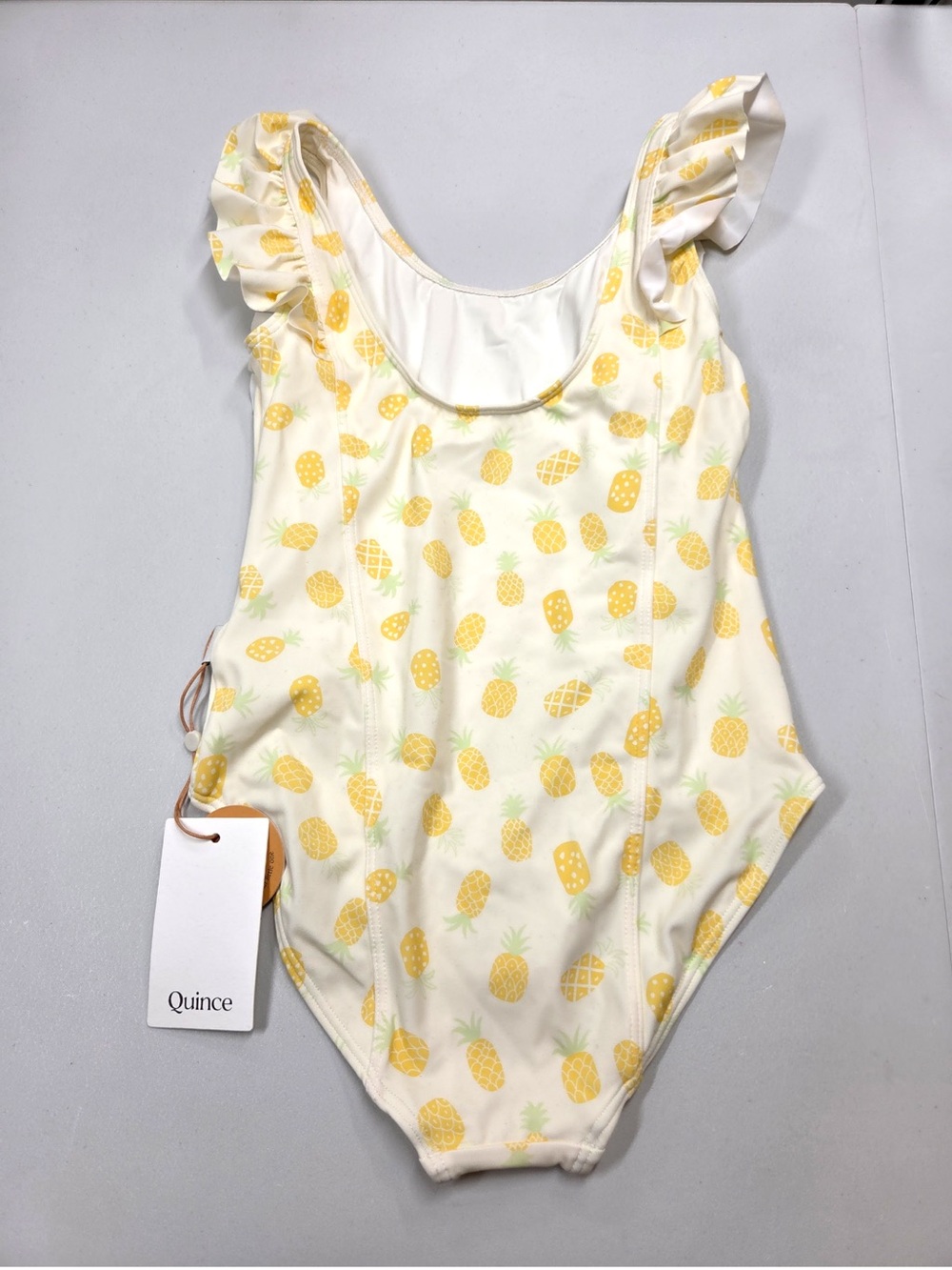 NWT QUINCE Ruffle One Piece Swimsuit Girls Size 8 Pineapple 8264 - Picture 6 of 9